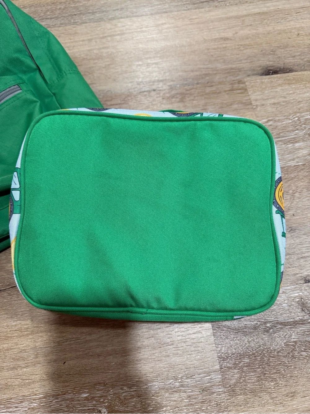 Kids Green Backpack with Tractor Lunchbox